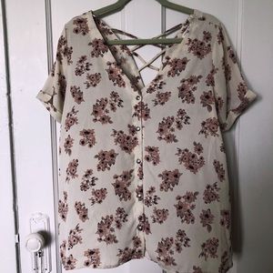 Pink and Cream Floral Top